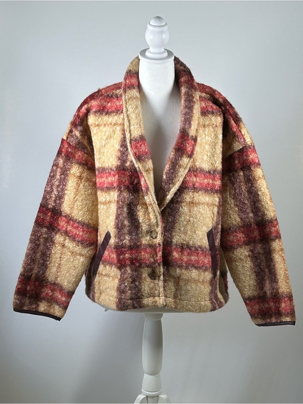 Knox Rose Plaid Teddy Jacket - Size Large (NWT)